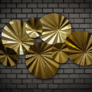Golden Round Metal Wall Art – Modern Luxury Home Décor (33")