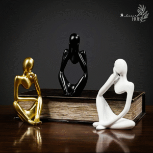Modern Abstract Sitting Figurine Set – Premium Minimalist Home Décor (Gold | Black | White)