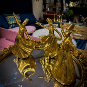 Premium Golden Whirling Dervish Figurines Set – Luxury Sufi Dancing Sculptures for Home & Office Decor